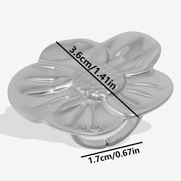 Цветок 304 из нержавеющей стали модный манжета открытое кольцо для женщин