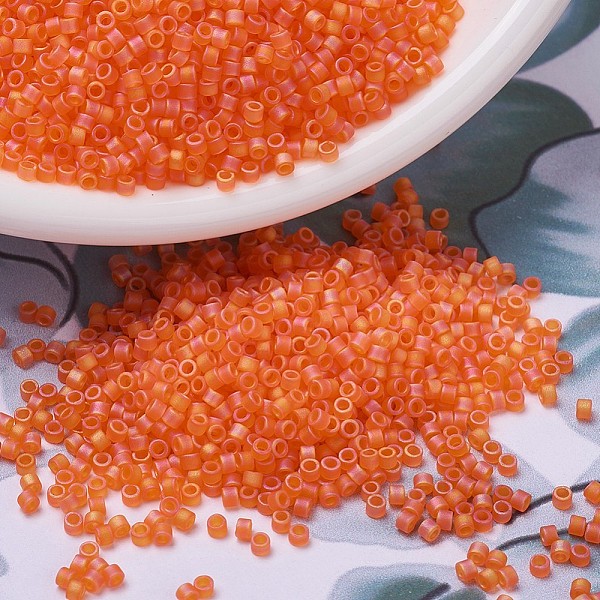 

PandaHall MIYUKI Delica Beads Small, Cylinder, Japanese Seed Beads, 15/0, (DBS0855) Matte Transparent Orange AB, 1.1x1.3mm, Hole: 0.7mm...