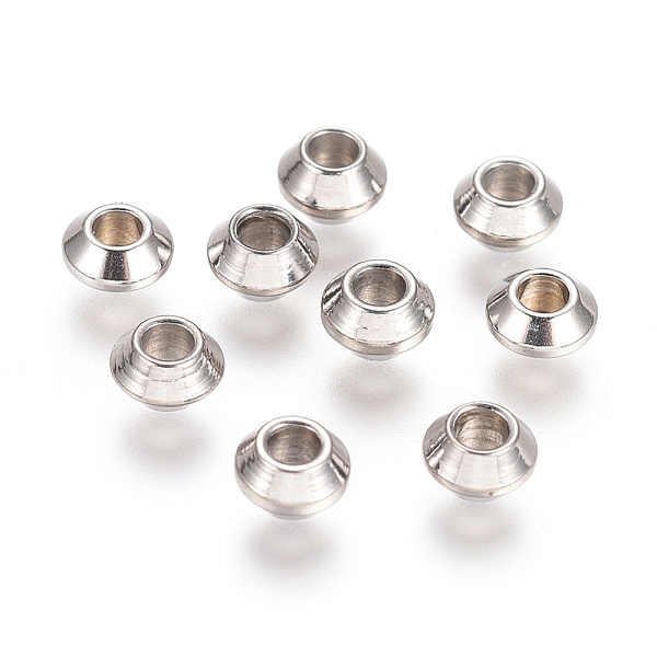

PandaHall Rondelle 304 Stainless Steel Spacer Beads, Stainless Steel Color, 4x2.5mm, Hole: 1.6mm 304 Stainless Steel Rondelle