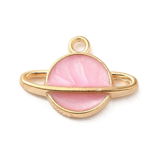 

PandaHall Alloy Enamel Pendants, Light Gold, Planet Charm, Pink, 12x16x2.5mm, Hole: 1.5mm Alloy+Enamel Planet Pink