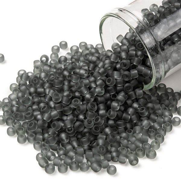 

PandaHall TOHO Round Seed Beads, Japanese Seed Beads, (9BF) Black Diamond Transparent Matte, 8/0, 3mm, Hole: 1mm, about 222pcs/10g Glass..., Gray