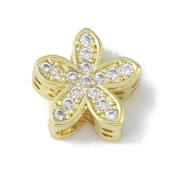 

PandaHall Rack Plating Brass Micro Pave Clear Cubic Zirconia Beads, Long-Lasting Plated, Lead Free & Cadmium Free, Flower, Real 18K Gold...