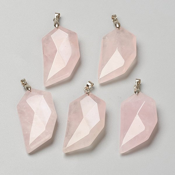 

PandaHall Natural Rose Quartz Pendants, Lover Half Heart Stone Faceted Charms with Platinum Brass Snap on Bails, 39x21x8.5mm, Hole: 4x3.5mm...