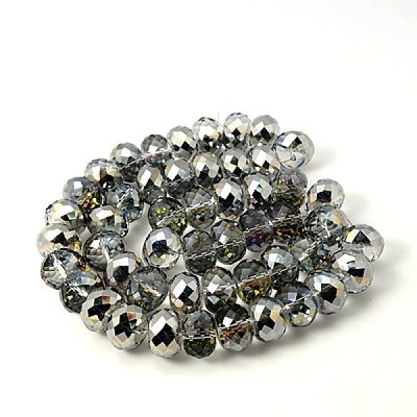 

PandaHall Electorplated Glass Beads, Rainbow Plated, Faceted, Rondelle, Light Grey, 16x10mm Glass Rondelle Gray