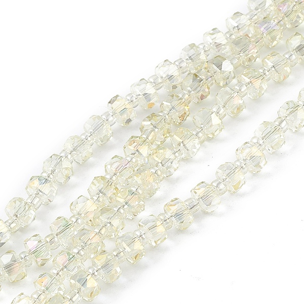 

PandaHall Transparent Electroplate Glass Beads Strands, Faceted, Rondelle, Full Rainbow Plated, Champagne Yellow, 5.5x3.5~4mm, Hole: 1mm...