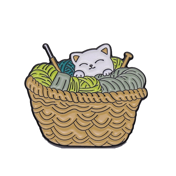 

PandaHall Yarn Knitting Theme Basket & Cat Enamel Pins, Black Alloy Cartoon Badge for Backpack Clothes, BurlyWood, 25x30mm Alloy+Enamel Cat..., Orange