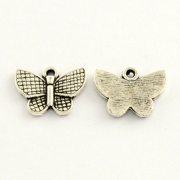 

PandaHall Tibetan Style Zinc Alloy Butterfly Charms, Antique Silver, 11x12.5x2mm, Hole: 1.5mm, about 1538pcs/1000g Alloy Butterfly