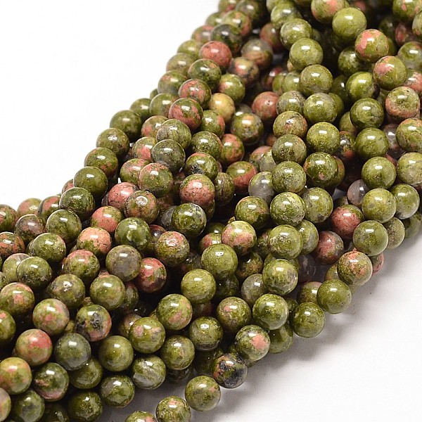 

PandaHall Natural Unakite Round Bead Strands, 4mm, Hole: 1mm, about 86pcs/strand, 14.7 inch Unakite Round