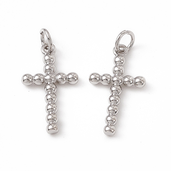 

PandaHall Brass Pendants, Religion Cross Charms, with Open Jump Rings, Real Platinum Plated, 20x11x2mm, Hole: 3mm, Ring: 5x0.9mm Brass Cross