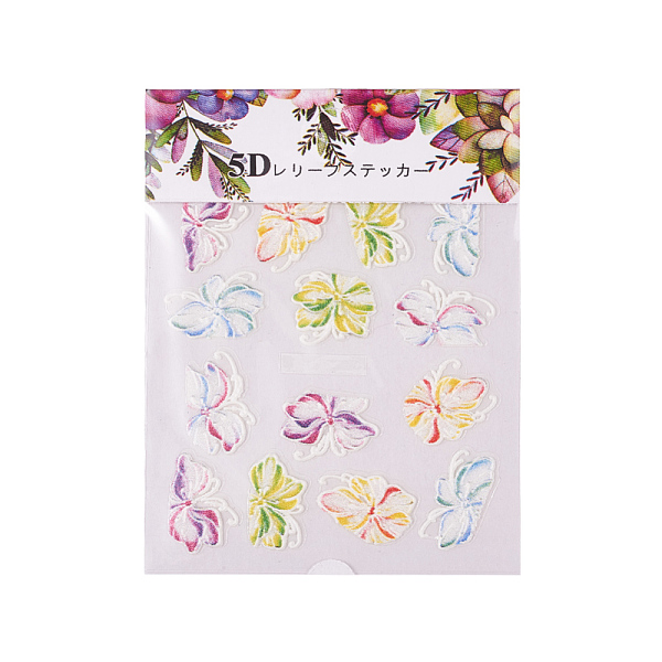 

PandaHall Nail Art Stickers, For Nail Tips Decorations, Flower, Colorful, 63x70.5x0.5mm Paper Flower