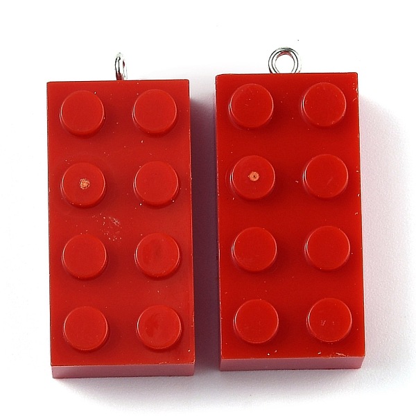 

PandaHall Opaque Acrylic Pendants, with Platinum Iron Loop, Long Rectangle Building Block Charms, Red, 36x16x11.5mm, Hole: 1.5mm...