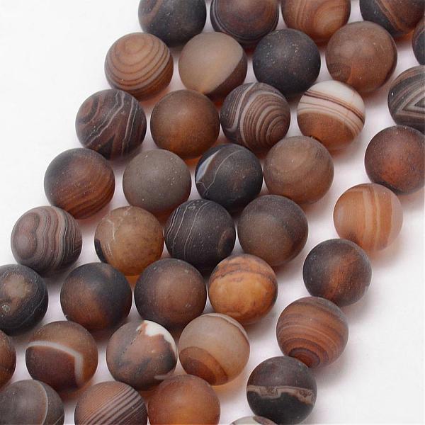 

PandaHall Natural Striped Agate/Banded Agate Bead Strands, Round, Grade A, Frosted, Dyed & Heated, Coconut Brown, 6mm, Hole: 1mm, about...