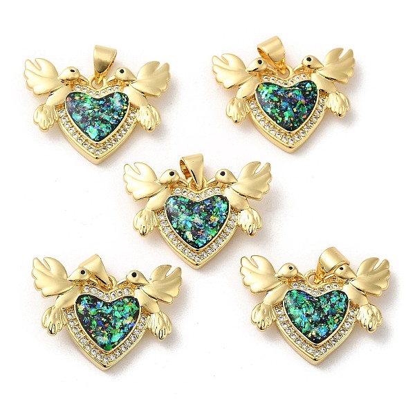 

PandaHall Rack Plating Brass Micro Pave Cubic Zirconia with Synthetic Opal Pendants, with Jump Ring, Lead Free & Cadmium Free, Long-Lasting..., Cyan
