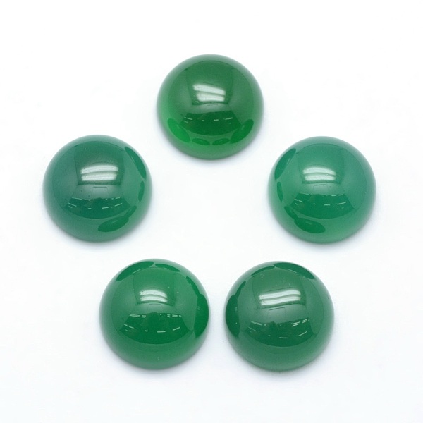 

PandaHall Natural Green Onyx Agate Cabochons, Half Round, 12x5~6mm Natural Agate Half Round