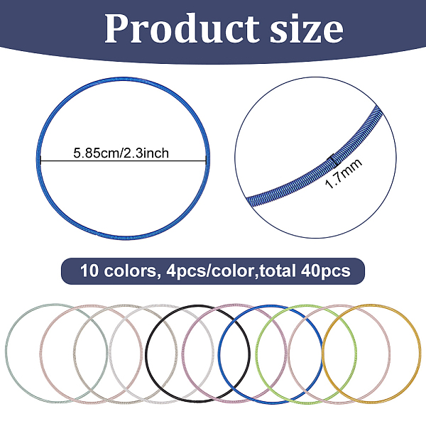 

PandaHall BENECREAT 40Pcs 10 Colors Steel Wire Round Snake Chain Bracelets Set, Guitar String Coil Bracelets for Women, Mixed Color, Inner..., Multicolor
