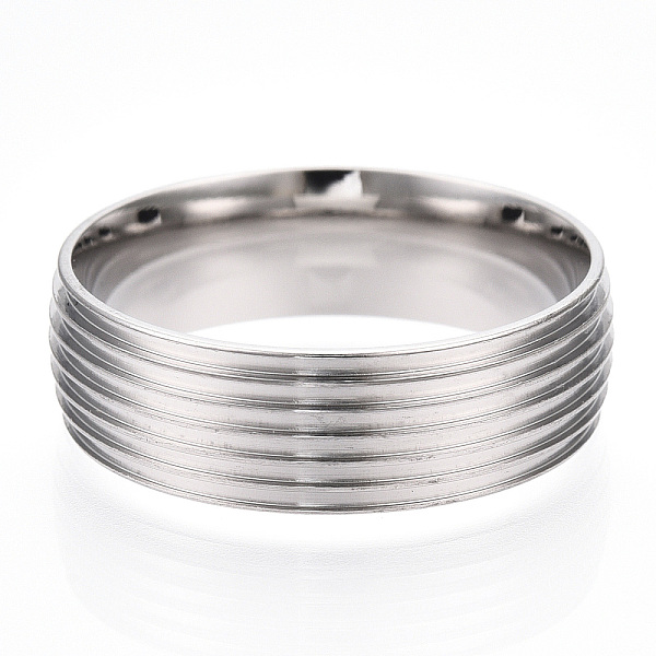 PandaHall 201 Stainless Steel Grooved Finger Ring Settings, Ring Core Blank for Enamel, Stainless Steel Color, 8mm, Size 13, Inner Diameter...