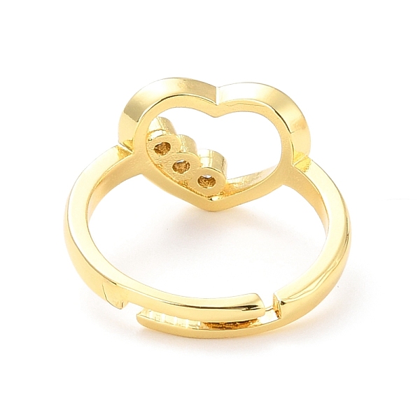 

PandaHall Hollow Heart Cubic Zirconia Cuff Ring for Valentine's Day, Real 18K Gold Plated Brass Wire Wrap Open Ring, Cadmium Free & Lead..., Clear