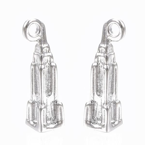 

PandaHall Brass Pendants, Nickel Free, Building, Real Platinum Plated, 18.5x5x5mm, Hole: 1.8mm Brass Building