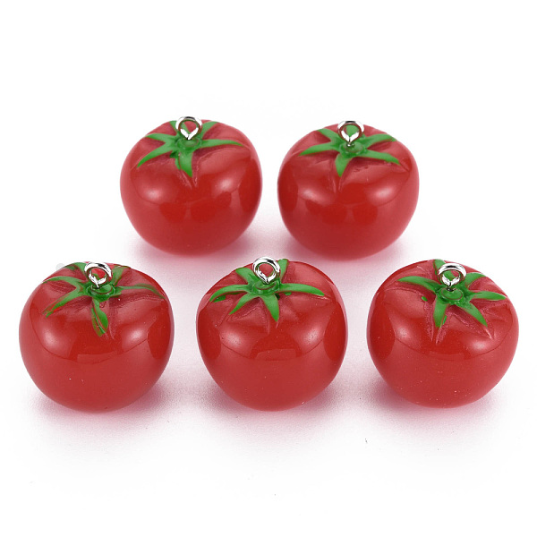 

PandaHall Opaque Resin Pendants, with Platinum Tone Iron Loop, Tomato, Brown, 22~22.5x21~22mm, Hole: 2mm Resin Fruit Brown