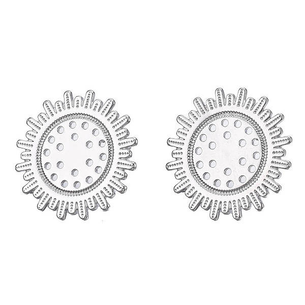 PandaHall Brass Stud Earring Findings, with Vertical Loop, Cadmium Free & Nickel Free & Lead Free, Sun, Platinum, 25x25mm, Hole: 1.4mm &...