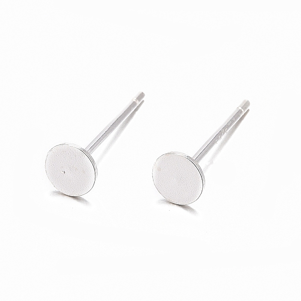 925 Sterling Silver Flat Pad  Stud Earring Findings