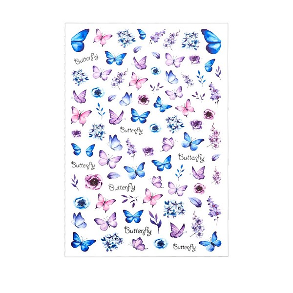 

PandaHall Nail Art Stickers Decals, DIY Nail Tips Decoration, Royal Blue, Butterfly Pattern, 122x72mm Paper Butterfly