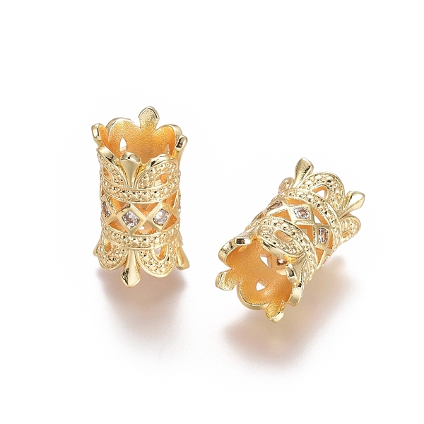 

PandaHall Brass Micro Pave Cubic Zirconia Beads, Long-Lasting Plated, Column, Clear, Golden, 18x12mm, Hole: 6.5mm Brass+Cubic Zirconia...
