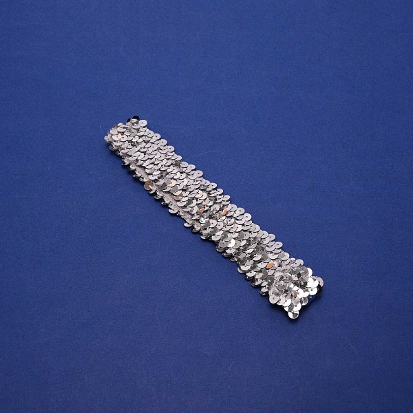 

PandaHall Yarn & Rubber Elastic Headbands, with Plastic Paillette/Sequins, Hair Accessories, Silver, 170~180x29mm Yarn Silver