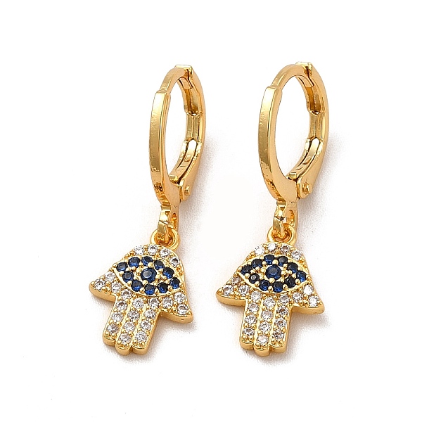 

PandaHall Cubic Zirconia Hamsa Hand with Evil Eye Dangle Leverback Earrings, Rack Plating Brass Jewelry for Women, Cadmium Free & Lead Free...