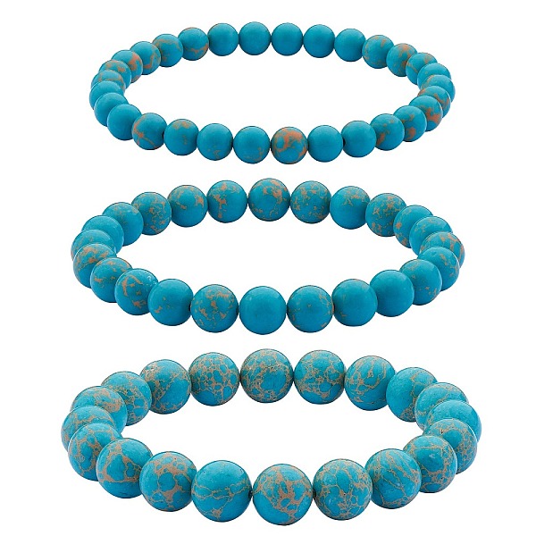 

PandaHall 3Pcs 3 Size Synthetic Imperial Jasper Round Beaded Stretch Bracelets Set, Gemstone Jewelry for Women, Cadet Blue, Inner Diameter...