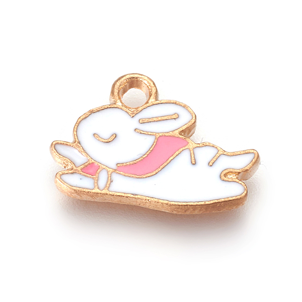 

PandaHall Alloy Enamel Bunny Charms, Rabbit, White, Light Gold, 10x15x2mm, Hole: 1.6mm Alloy+Enamel Rabbit White