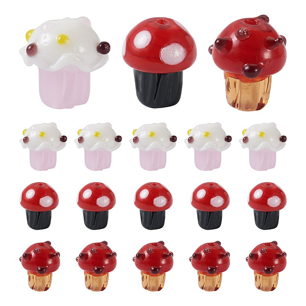 

PandaHall 18Pcs 3 Style Handmade Lampwork Beads, Mushroom, Mixed Color, 14~16x12.5~16x12.5~16mm, Hole: 1.2~1.6mm, 6pcs/style Lampwork..., Multicolor