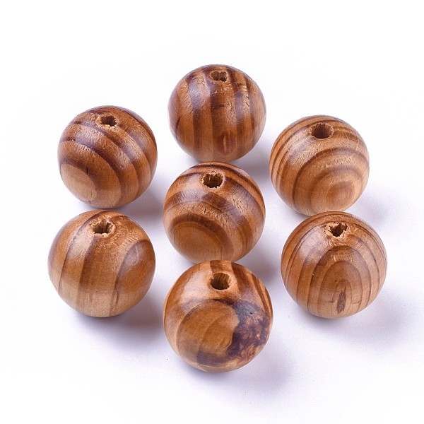 

PandaHall Round Natural Wood Beads, Macrame Beads Large Hole, Dyed, Lead Free, BurlyWood, 28~30x27.5~29mm, Hole: 4.5~6mm Wood Round Orange