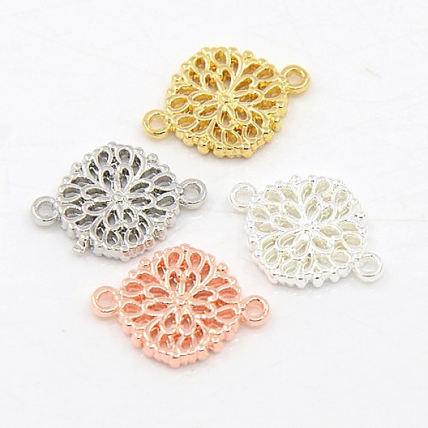

PandaHall Alloy Hollow Flower Links connectors, Mixed Color, 13x18x2mm, Hole: 1mm Alloy Flower
