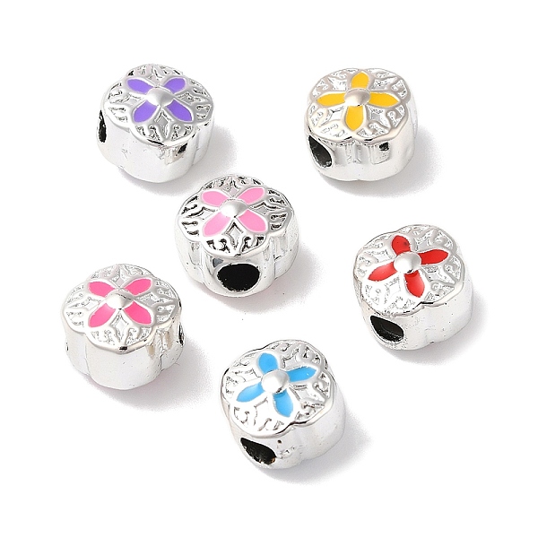 

PandaHall CCB Plastic Enamel European Beads, Large Hole Beads, Flower, Mixed Color, 11x12x8.5mm, Hole: 4mm Acrylic Flower Multicolor