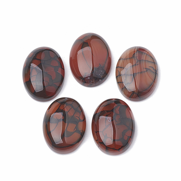 PandaHall Natural Agate Cabochons, Dyed, Oval, Chocolate, 25x18x7.5~8mm Natural Agate Oval Brown