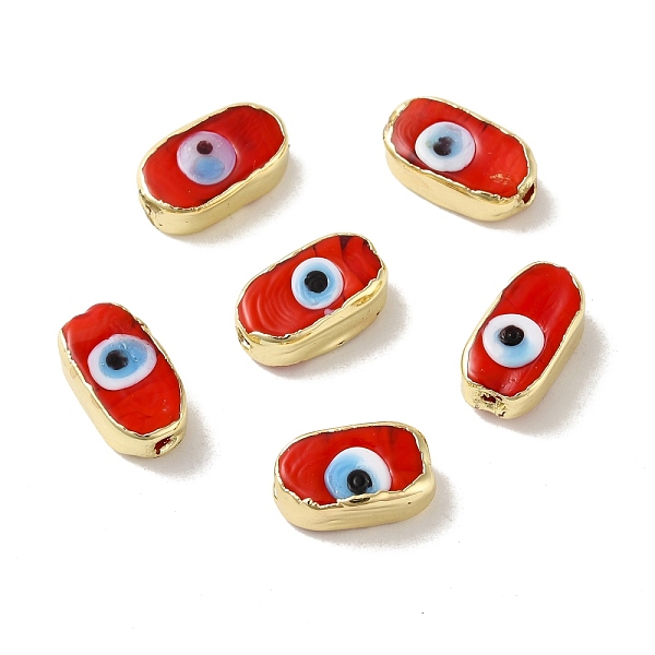 

PandaHall Handmade Evil Eye Lampwork Beads, with Brass Findings, Lead Free & Cadmium Free, Long-Lasting Plated, Oval, Red...