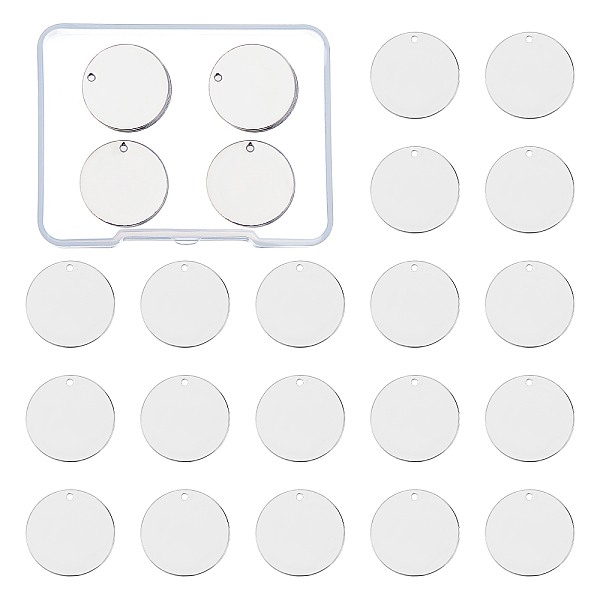 

PandaHall BENECREAT Brass Pendants, Stamping Blank Tag, Flat Round, Platinum, 20x0.5mm, Hole: 1.5mm, 30pcs/box Brass Flat Round