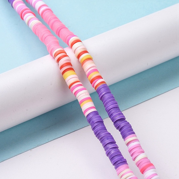 

PandaHall Handmade Polymer Clay Bead Strands, Heishi Beads, Disc/Flat Round, Dark Orchid, 6x0.2~2mm, Hole: 2mm, about 325~330pcs/strand...