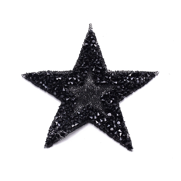 

PandaHall Glitter Hotfix Rhinestone, Iron on Patches, Dress Shoes Garment Decoration, Star, Jet, 77x82x2.5mm Glass Rhinestone Star Black