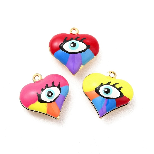 

PandaHall Brass Enamel Charms, Real 18K Gold Plated, Long-Lasting Plated, Heart with Evil Eye, Mixed Color, 17x16.5x7mm, Hole: 1.2mm..., Multicolor