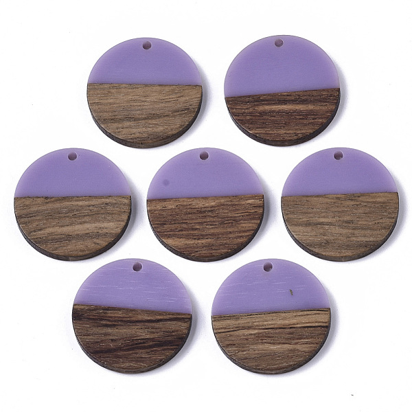 

PandaHall Resin & Wood Pendants, Flat Round, Medium Orchid, 28.5x3.5~4mm, Hole: 1.5mm Resin+Wood Flat Round Purple