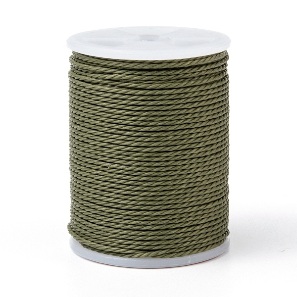 

PandaHall Round Waxed Polyester Cord, Taiwan Waxed Cord, Twisted Cord, Olive, 1mm, about 12.02 yards(11m)/roll Waxed Polyester Cord Round..., Green
