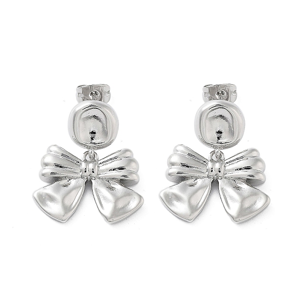 

PandaHall Bowknot Brass Dangle Stud Earrings, Long-Lasting Plated, Lead Free & Cadmium Free, Platinum, 23.5x20mm Brass Bowknot