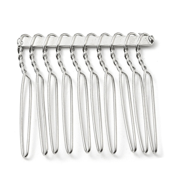 

PandaHall Iron Hair Comb Findings, Platinum, 35.5~36.5x36~38.5x3~4mm Iron