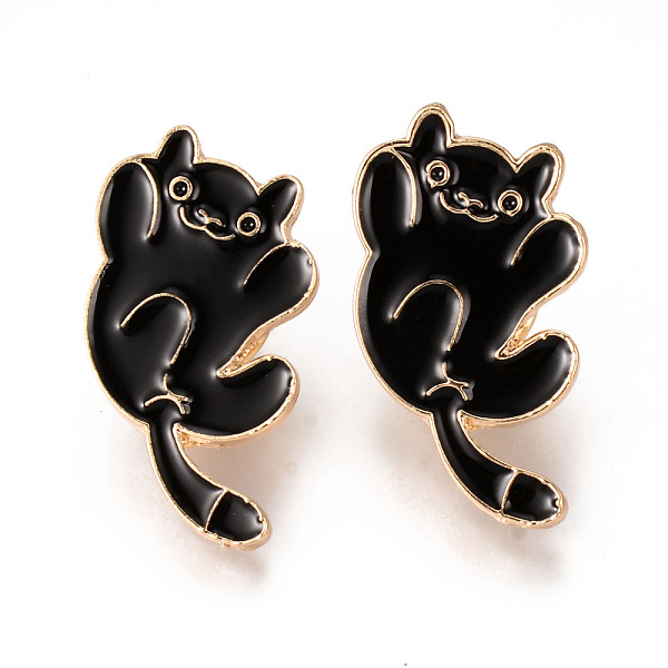 

PandaHall Alloy Enamel Brooches, Enamel Pin, with Brass Butterfly Clutches, Cat Shape, Light Gold, Cadmium Free & Nickel Free & Lead Free..., Black