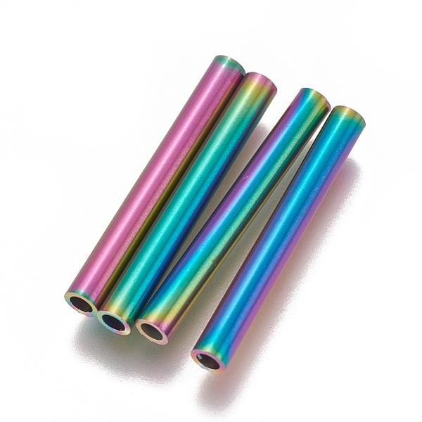 

PandaHall Ion Plating(IP) 304 Stainless Steel Tube Beads, Rainbow Color, 25x3mm, Hole: 1.8mm 304 Stainless Steel Tube