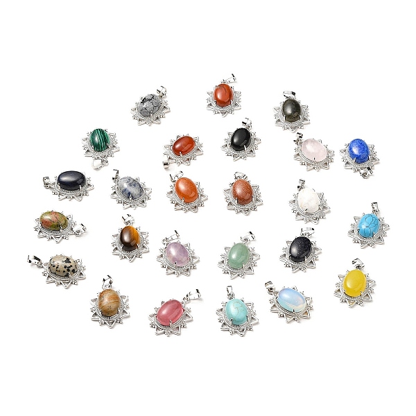 

PandaHall Natural & Synthetic Mixed Gemstone Pendants, Flower Charms, with Platinum Tone Brass Findings, Cadmium Free & Lead Free, Mixed...