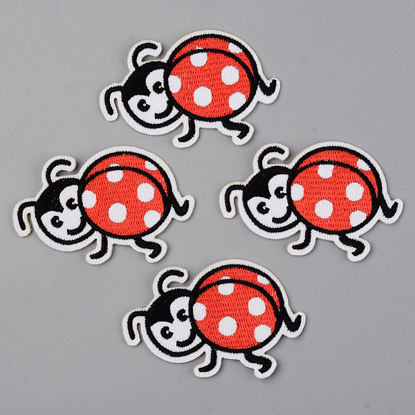 PandaHall Computerized Embroidery Cloth Iron on/Sew on Patches, Appliques, Costume Accessories, Ladybug, Red, 43x66x1.5mm Cloth Ladybug Red
