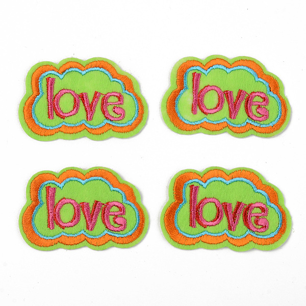 

PandaHall Computerized Embroidery Cloth Iron on/Sew on Patches, Appliques, Costume Accessories, Word Love, Light Green, 39x61x1mm Cloth Word...